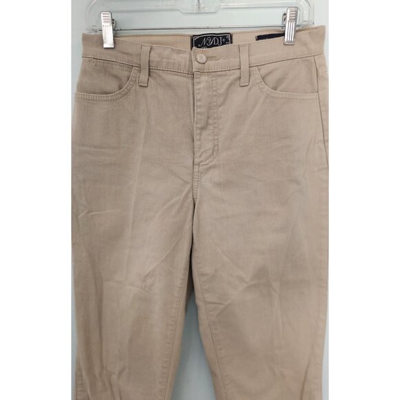 NYDJ Denim Capri Jeans Crop Cuff Buttons Stretch Tan Womens 8 Made in USA EUC - Picture 5 of 13